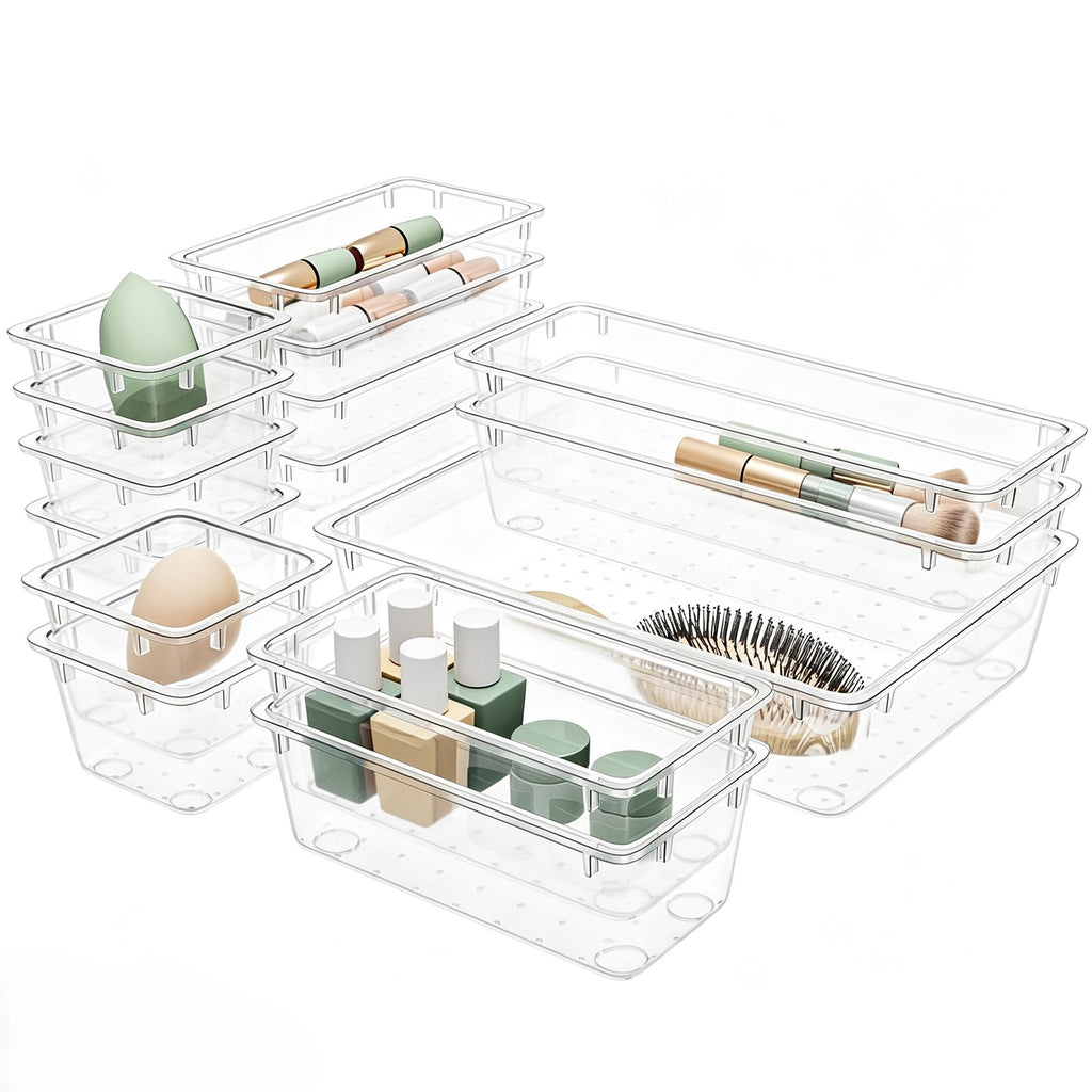 Clear Drawer Organizer Set